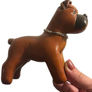 Vintage Tomi Boxer Dog W Collar Leather Stuffed Plush Toy 60s